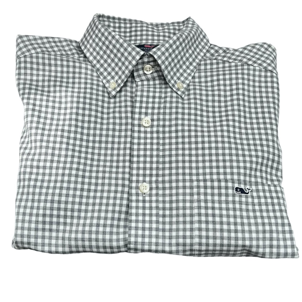 VINEYARD VINES SLIM FIT TUCKER SHIRT GRAY AND WHITE GINGHAM CHECK